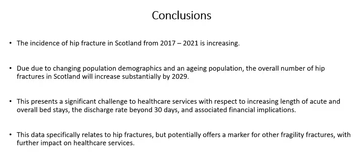 A_MacLullich's tweet photo. #scothip22
Hip fractures in Scotland will increase substantially soon - likely a similar picture in many other countries.
We need to mitigate this through falls prevention, better bone health care, & other interventions.
We also need to plan services accordingly.
@EuanJHarris https://t.co/JXDyivIFRt