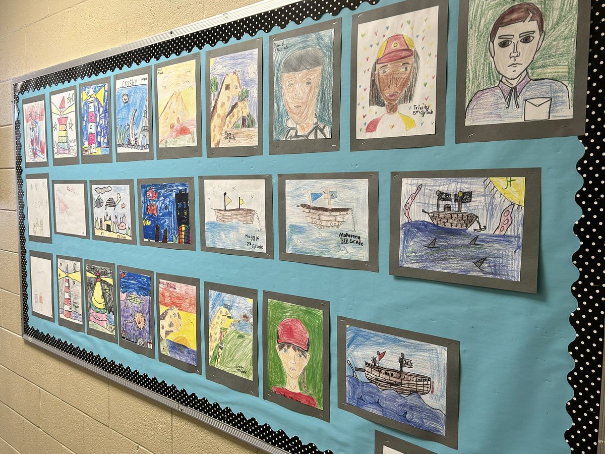ASD_1Excellence's tweet photo. Artwork created by Mrs. Lanford’s students at @SpearmanElem is now on display at the district office! #A1Excellence #ElevateA1 #Choosethe1 https://t.co/oWSvfB95uP