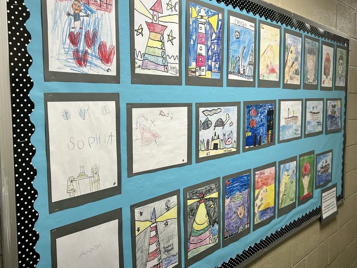 ASD_1Excellence's tweet photo. Artwork created by Mrs. Lanford’s students at @SpearmanElem is now on display at the district office! #A1Excellence #ElevateA1 #Choosethe1 https://t.co/oWSvfB95uP