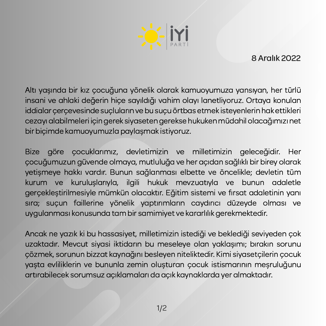 iyiparti's tweet photo. Dini bir cemaatin kisvesi altında ve türlü hukuk skandallarıyla örtbas edilmek istendiği anlaşılan vahim olayla ilgili Parti Sözcümüz Prof. Dr. Kürşad Zorlu’nun açıklaması sunulmuş olup,

Parti grubumuz adına Meclis Araştırma önergemiz TBMM Başkanlığına sunulmuştur. https://t.co/67LB5B3PVq