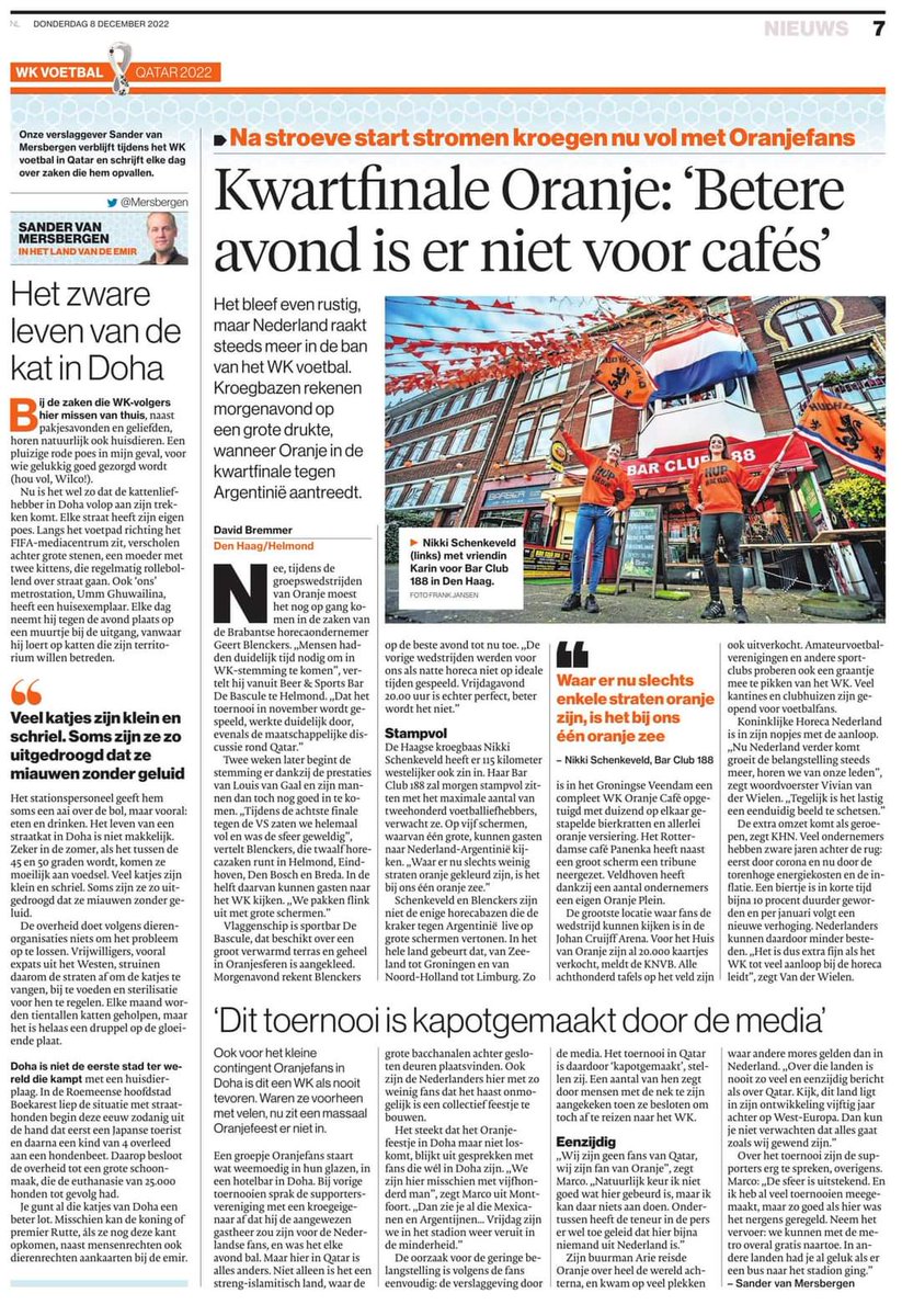 BarClub188's tweet photo. Een mooi stuk in het AD (zie link) met een foto van onze Nikki &amp; Karin en een heerlijk Oranje @BarClub188  en ook nog eens landelijk in de fysieke krant! 

Wij zijn klaar voor morgen en hebben er super veel zin in!!
🕕 Open va. 18 uur
🍻 Gratis tapje bij elk doelpunt v. Oranje https://t.co/m4Vc0KrFyQ