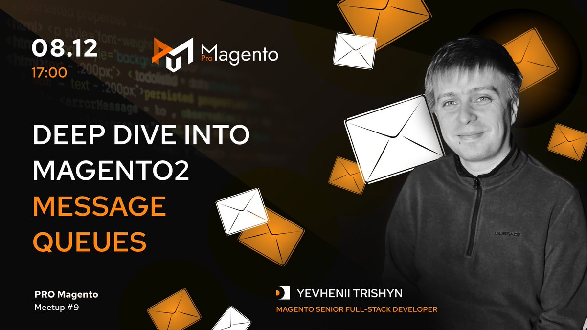 In a few hours we will start our  MeetUp #9🔥

🔶Topic: Deep dive into Magento2 message queues
Speaker - Yevhenii Trishyn, Magento Senior Full-Stack Developer, IT Delight

Today | 17:00 (Kyiv time - GMT+2)

The link will be in Telegram before the start - lnkd.in/dgn5MdZ9