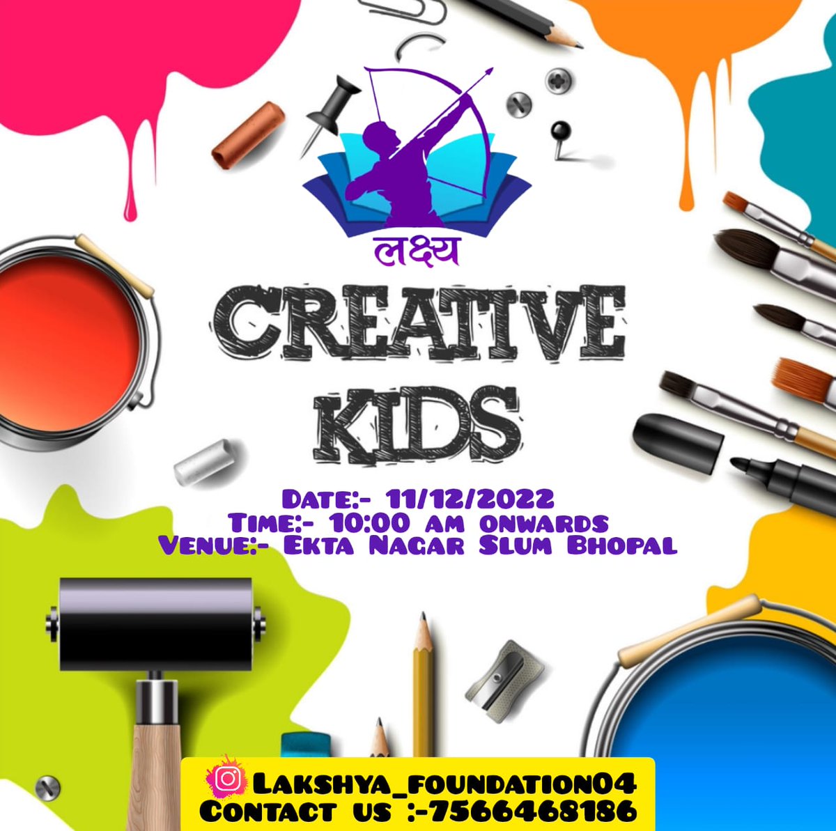 teamlakshyaa's tweet photo. Lakshya Bhopal presents a creative drive for our beloved creative kids.. 
Do volunteer. ❤
#lakshyafoundation #helpinghand #creativedrive #children #lakshyabhopal #nonprofit https://t.co/6RqDNpkKZo