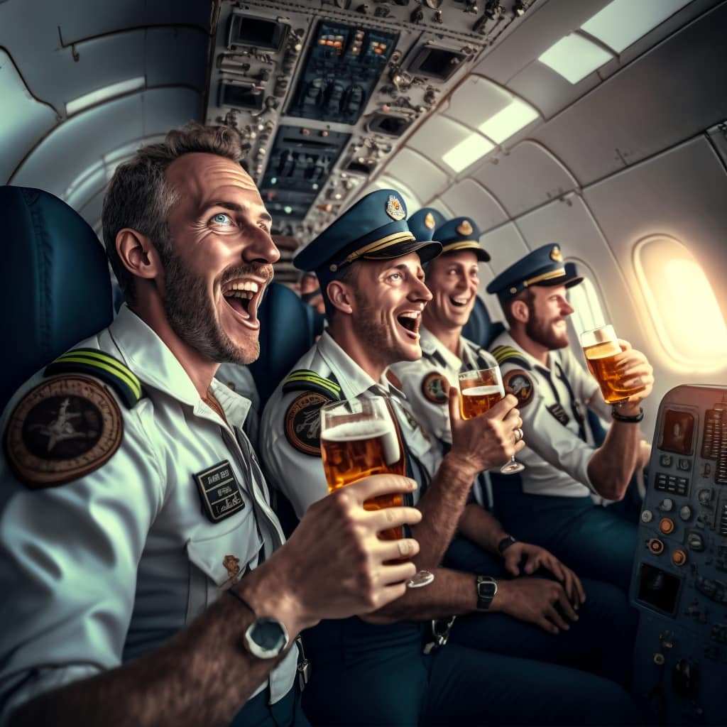 AI_world_art's tweet photo. Who said that airplane pilot cannot drink during a flight? #planecrash #plane #Airport #FlyEaglesFly #Airplane #airports #beer #beerlover #drinkmasters https://t.co/Q6MrdK8aJd