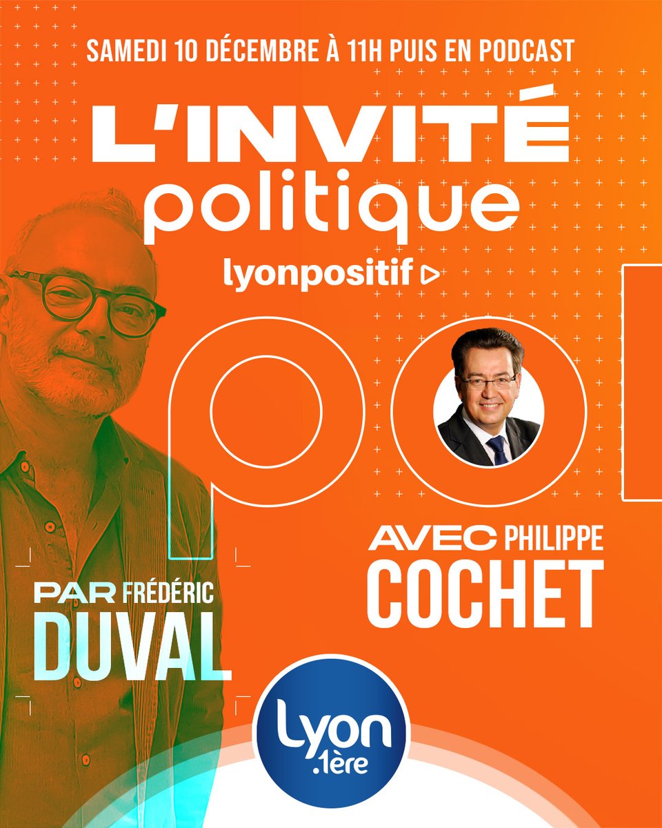 🔴 <a href="/PhilippeCochet/">Philippe Cochet</a>, le maire de @villeCaluire et président du groupe <a href="/MetroPositive/">Métro Positive ➕</a>, est notre invité ce samedi 10 décembre de 11h à 12h 

#Caluire #Interview #Politique #MétropoledeLyon