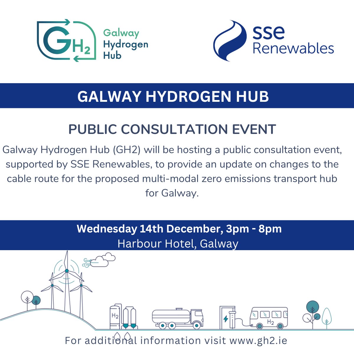 gh2_ie's tweet photo. Next week we are hosting a second consultation event next week on the 14 Dec at the Harbour Hotel from 3pm-8pm. We will provide an update to the public on project developments and on proposed change to the cable route.

Find out more here: https://t.co/ps2Dw8BFQW https://t.co/JfEtHKR9g3