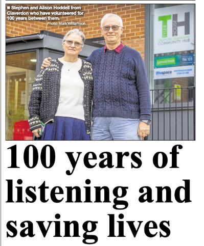 Stratford Samaritans (@stratfordsams) on Twitter photo '100 years of listening and saving lives' - thanks to the <a href="/HeraldNewspaper/">Stratford Herald</a> for their coverage today of two of our #Stratford listening volunteers who now have an incredible century of #volunteering between them. #Samaritans '100 years of listening and saving lives' - thanks to the <a href="/HeraldNewspaper/">Stratford Herald</a> for their coverage today of two of our #Stratford listening volunteers who now have an incredible century of #volunteering between them. #Samaritans