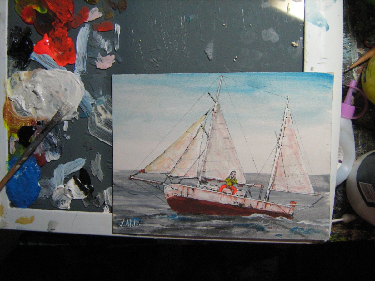jonnyald's tweet photo. acrylic painting of robin knox-johnston i recently did #ketch #roundworld #madeinindia #hestillusesit #etsyshop #70pounds https://t.co/wNvPoGol6M
