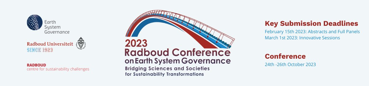 In our newsletter, we launch the #CallforPapers for #ESG2023 with hosts <a href="/Radboud_Uni/">Radboud University</a> on Oct 24-26th 2023. This year's theme 'Bridging Sciences and Societies for Sustainability Transformations' welcomes a range of opportunities for novel contributions.

mailchi.mp/earthsystemgov…]