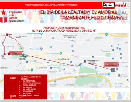 Nos vemos en Plaza Venezuela a partir de las 10 a.m.

Vamos tod@s  ¡Gran Marcha de las fuerzas de la Revolución! ✊🏿 🇻🇪🚩10 aniversario de la última proclama de nuestro Comandante Eterno Hugo Chávez. 
#PlenoComoLaLunaLlena