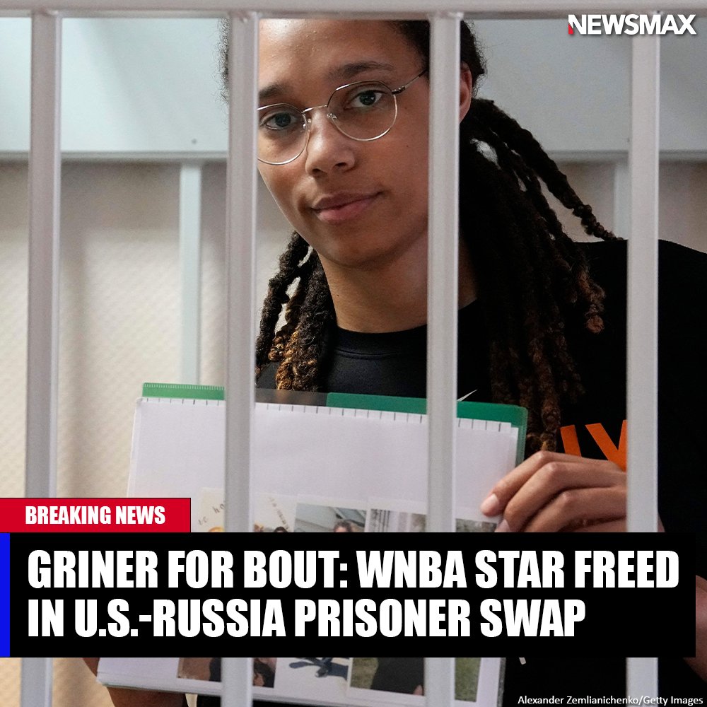 NEWSMAX's tweet photo. BREAKING: Russia freed WNBA star Brittney Griner in exchange for notorious Russian arms dealer Viktor Bout. https://t.co/PaYmoBdLtl https://t.co/Wr0yZyD8qY