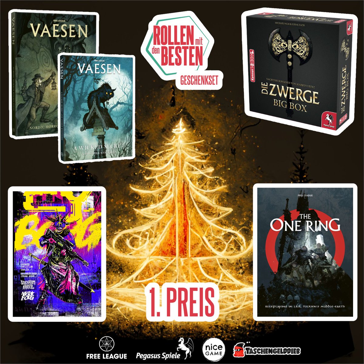 mitdenbesten's tweet photo. Absoluter Wahnsinn. Dank toller Partner wie @pegasusspiele, @FreeLeaguePub, @nicegamepub, Taschengelddieb und @benjiin_ können wir ein extrem ausgeartetes Pen &amp; Paper und Brettspiel-Gewinnspiel auf die Beine stellen. Folgt uns und RT für ein Los! https://t.co/5VlKQwqXbO #pnpde https://t.co/Ig8gmXsdiq