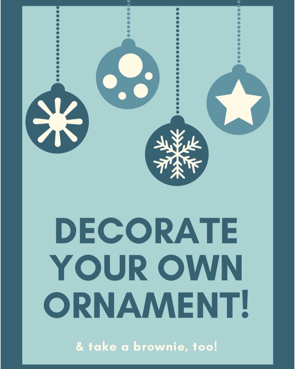 BuffStateDining's tweet photo. Happy National Brownie Day! Celebrate by decorating an ornament and enjoying a sweet treat with us! 🎄 😋  @buffalostate https://t.co/DBfTmYa49q
