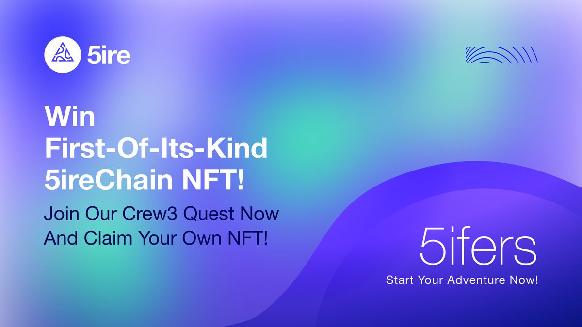 Engaging the #5ire community has always been our topmost priority. With that thought in mind, we're so excited to launch 5ire #Crew3! 🎉

It's very simple!
- Register yourself,
- Complete given tasks,
- And win the first-ever #5ireChain #NFTs.
