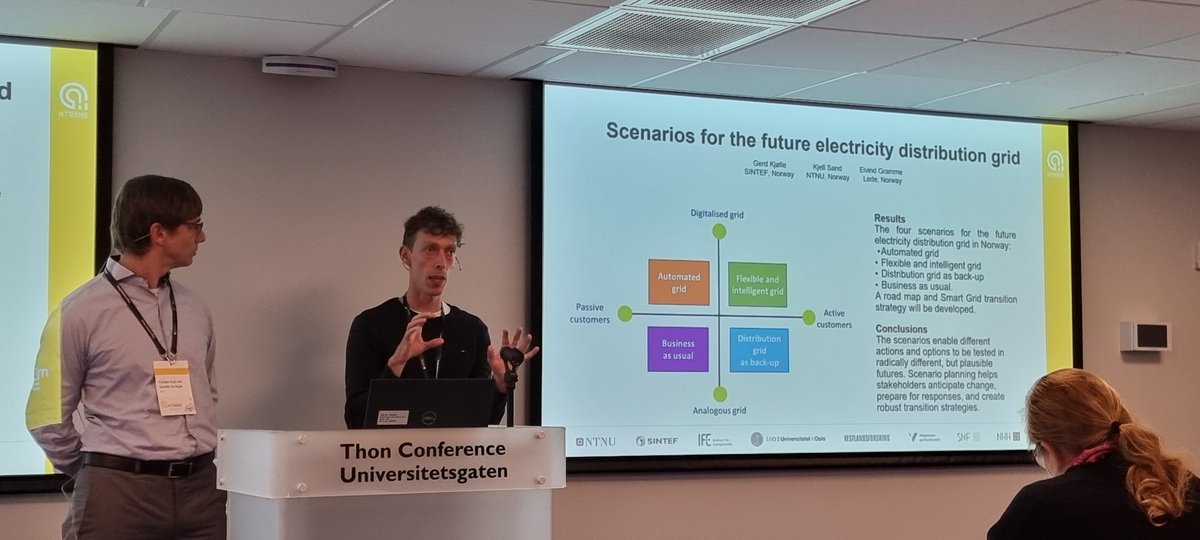 FelVdS's tweet photo. I shared the stage with Stian Backe to present a summary of our work for the current year in User Case 7 on Integrated Markets for Flexibility, at the @FME_NTRANS Annual Conference. Thanks to all participants for the excellent reception and feedback. Photo by @DavoodQorbani. https://t.co/6blvvWEmUL