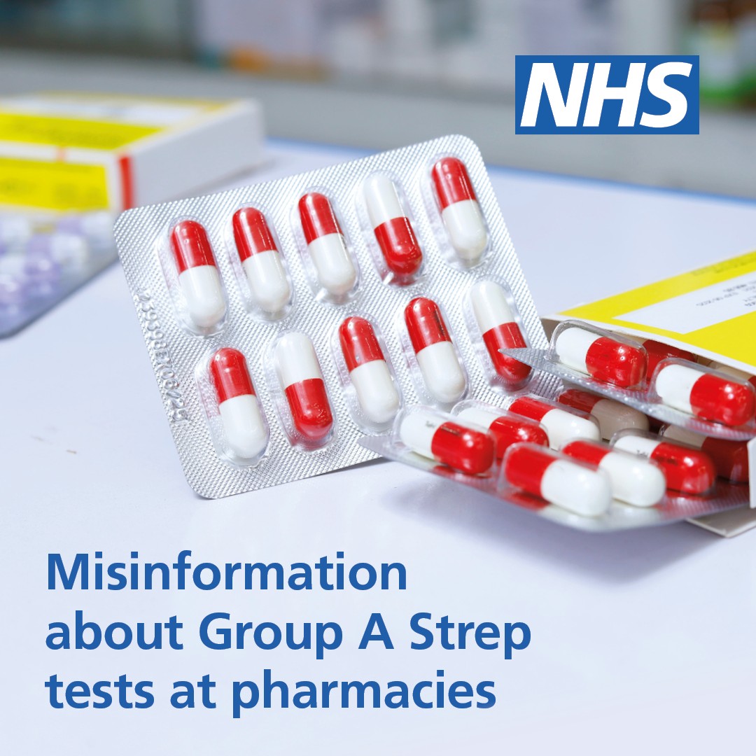 ❗ We're aware of social media posts stating patients can get a Group A Strep test, and antibiotics if the test is positive, from pharmacies without seeing a doctor.

Be advised that this is a private, payable service that is only available at a very limited number of pharmacies.