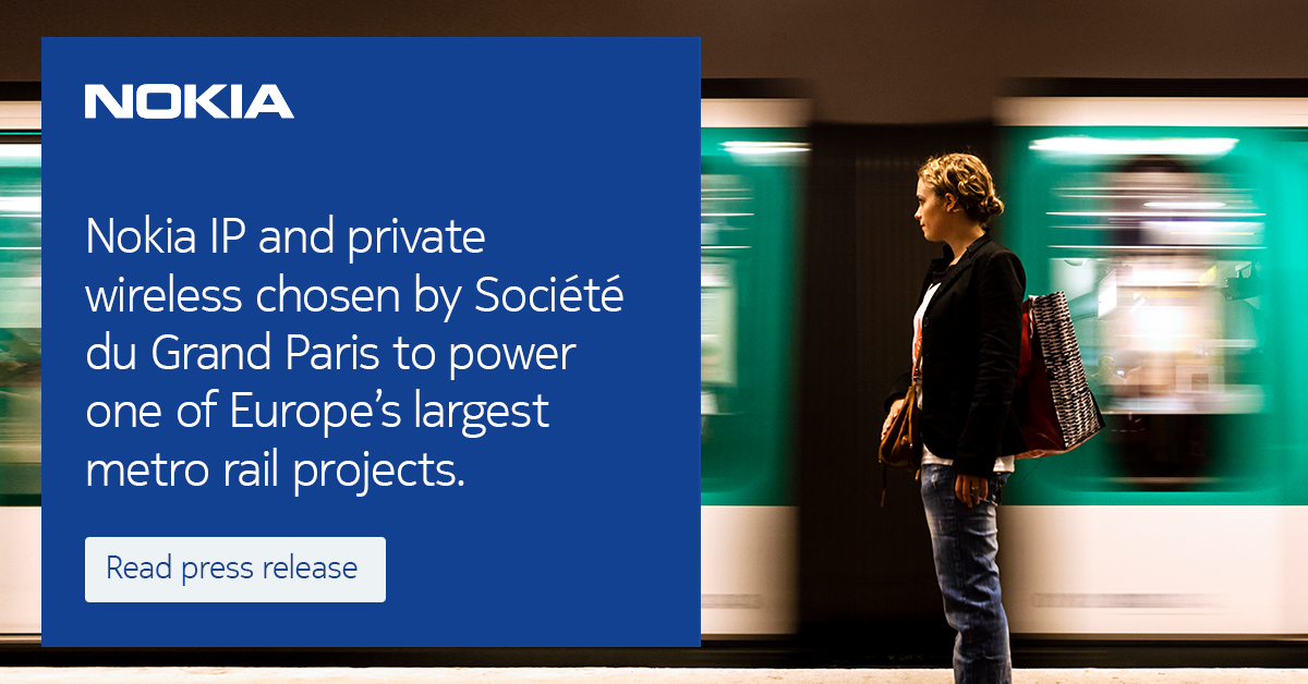 We are proud to be selected by SGP as a supplier and excited to deploy our world-leading wireless access, IP/MPLS routing and mobile core solutions to digitally transform one of Europe’s largest rail systems. 

Learn more at: nokia.ly/3UWdtIR