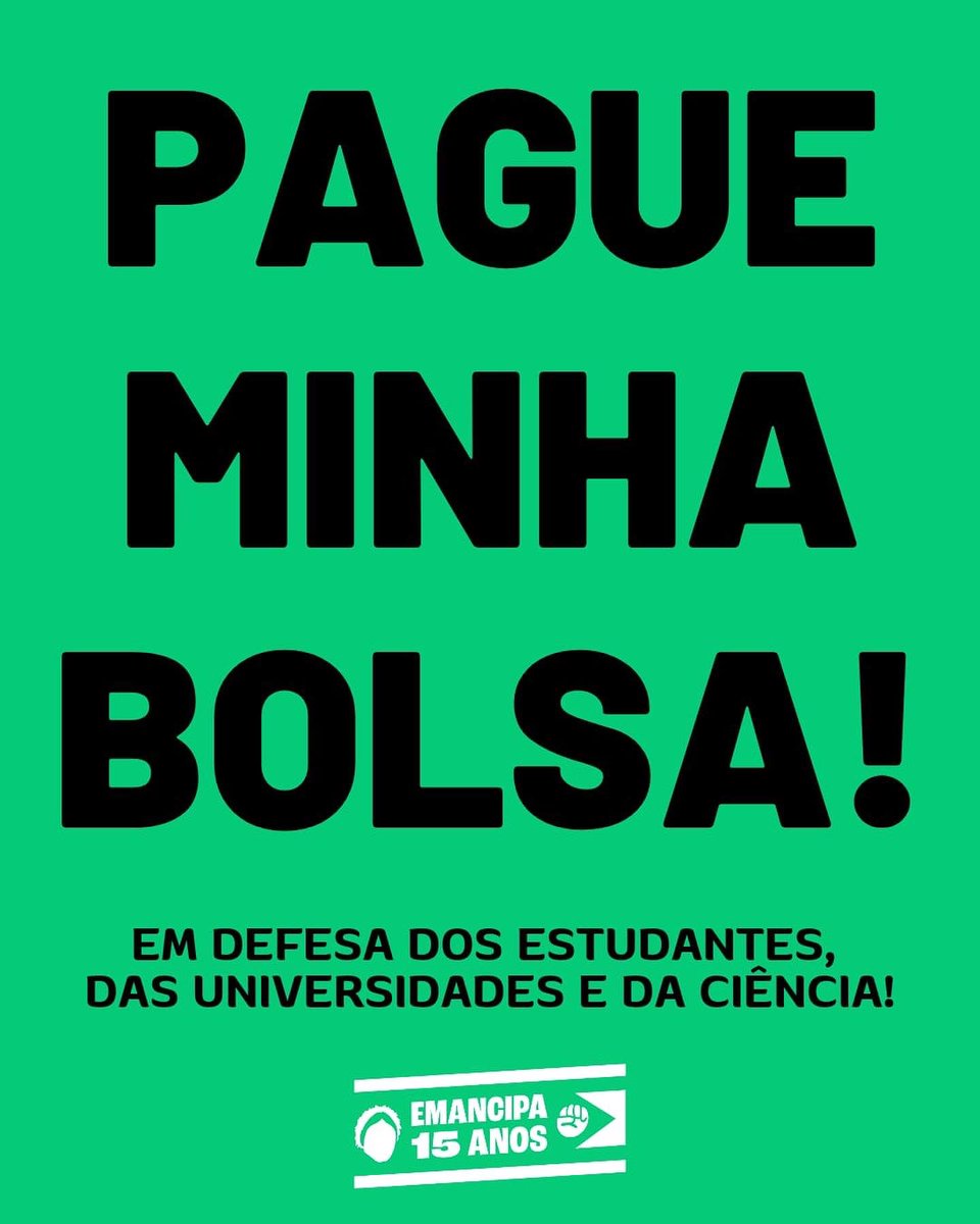 UEmancipa's tweet photo. Você aceitaria pesquisar, trabalhar, produzir e ficar sem receber por causa da irresponsabilidade do governo? 

Nós não aceitaremos pagar a conta eleitoreira de Bolsonaro e Paulo Guedes. Por isso, vamos parar as universidades e exigir o pagamento dos bolsistas da CAPES! + https://t.co/FeJEAuXVtj
