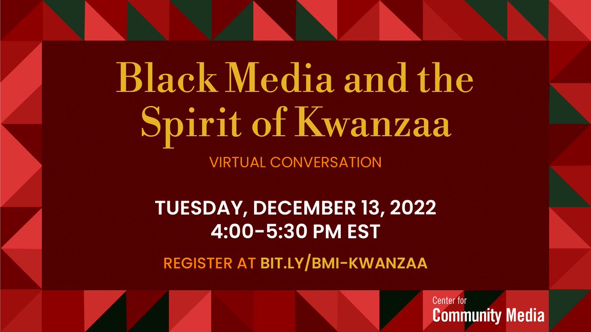 Join me for a public conversation and celebration where we’ll highlight the ways Black media embraces the principles of Kwanzaa. Learn more & register here: ow.ly/6Z1A50LYrt2