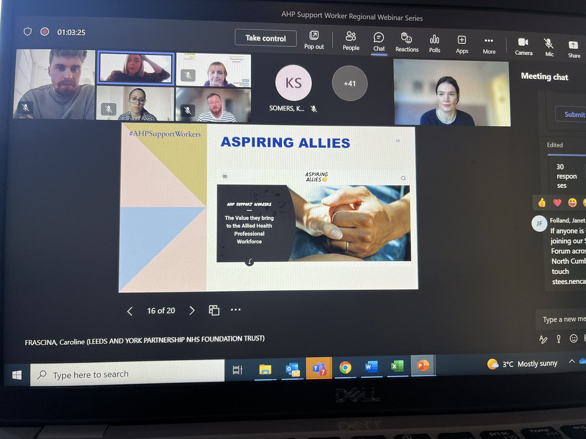 Fantastic regional webinar today for our #AHPSupportWorkers
An inspiring group of people generating ideas and creating networks. Many thanks @AlbertDomosud @gvhawtin @AprilAshton93 @WY_AHPFaculty @carolinef_90 
Recording will be available on our learning hub 🥰