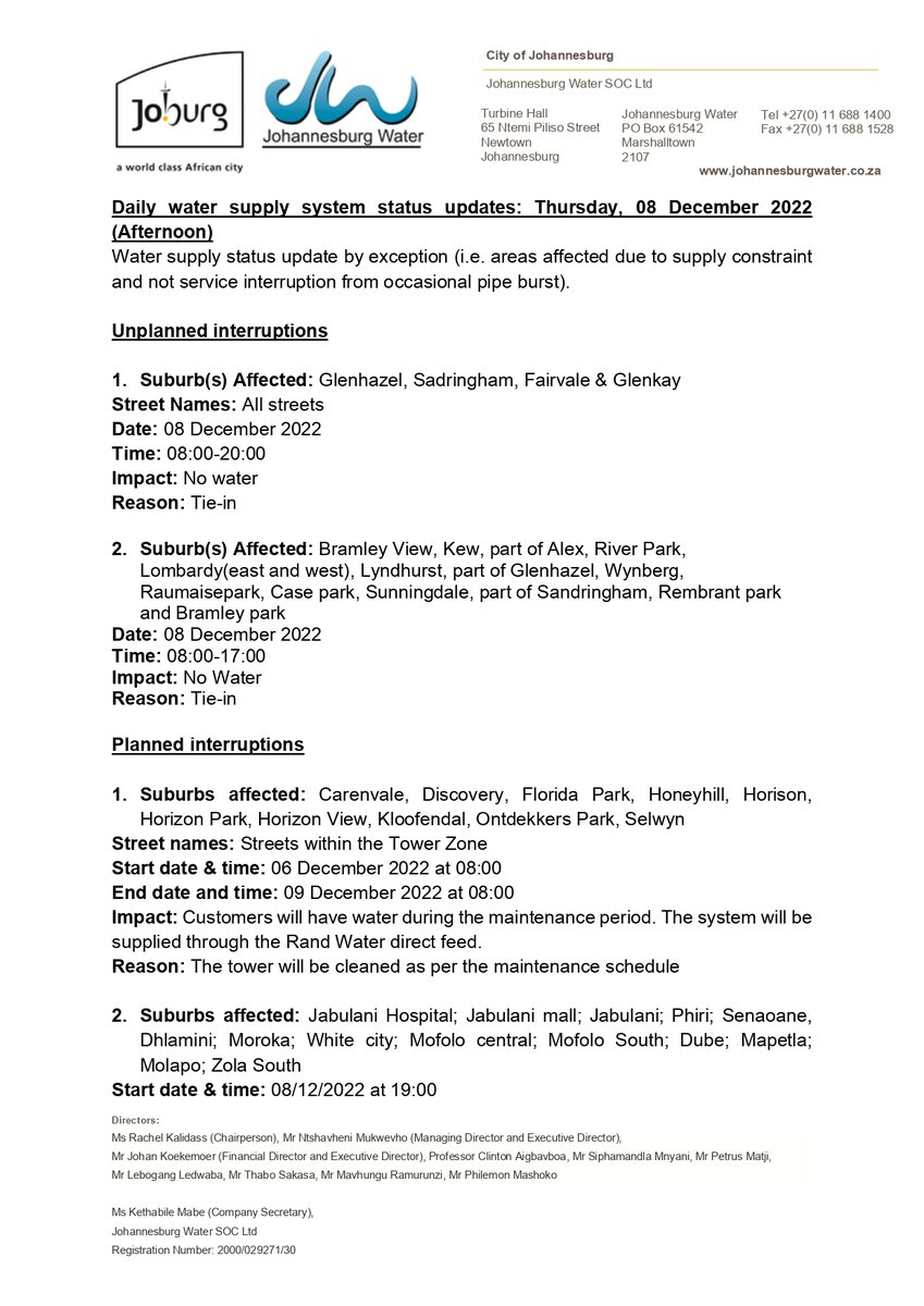 Johannesburg Water tweet media