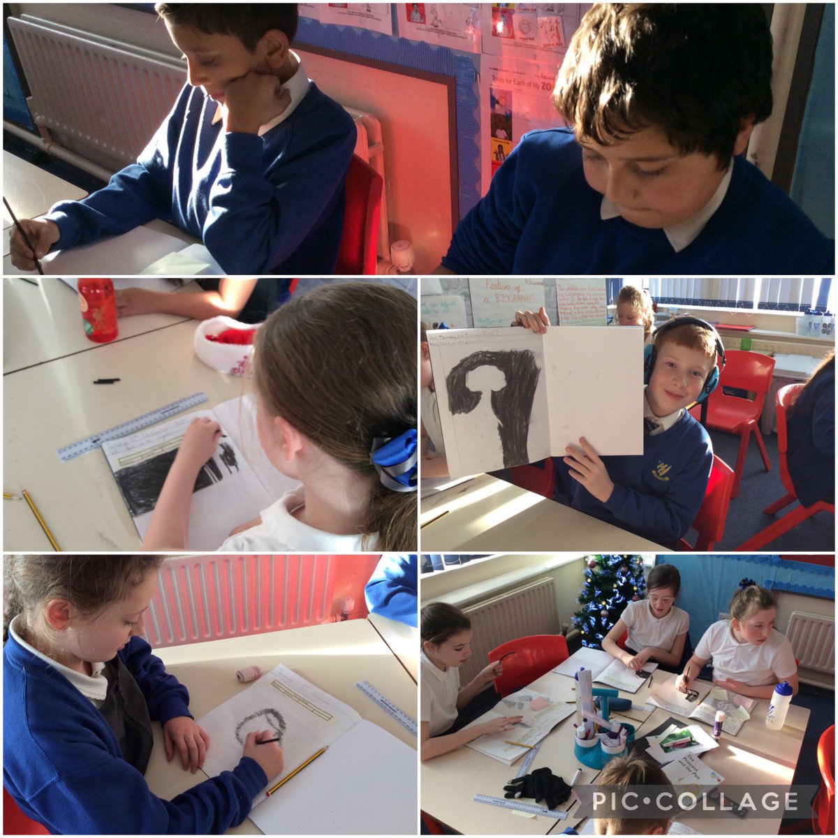 GSPSIndia's tweet photo. @GSPSIndia have been creating negative images today in the style of Lowry #GSPSArt @GwladysStPrim https://t.co/q4i9pDwxPI