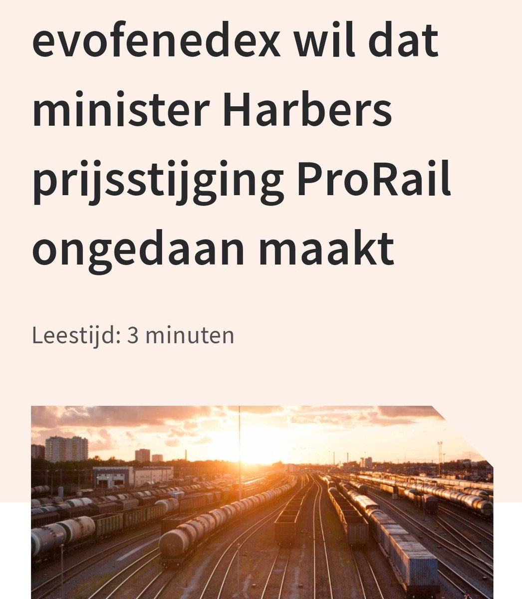 evofenedex's tweet photo. Belangenorganisaties uit het bedrijfsleven hebben de Tweede Kamer opgeroepen er bij minister Harbers op aan te dringen de aangekondigde forse prijsstijging voor het gebruik van het spoor per 1-1-2023 ongedaan te maken.
https://t.co/rqXFjTMo5m https://t.co/mCMCkfTrIF