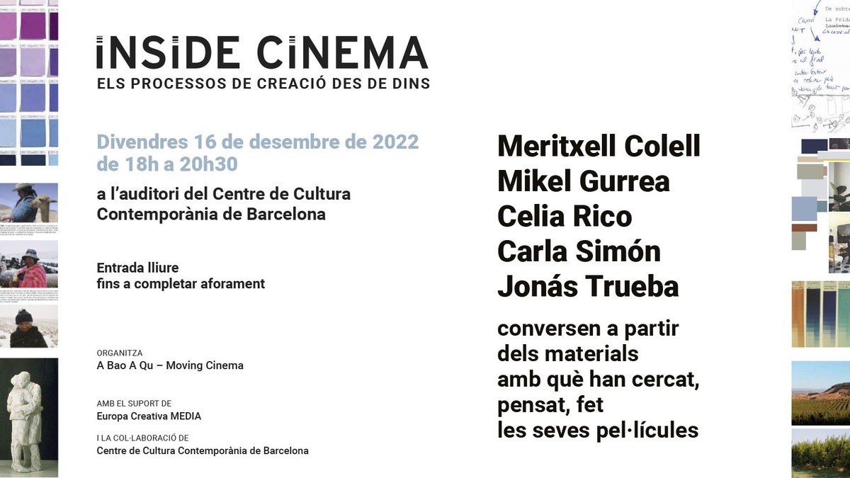 Imagineu una conversa sobre Alcarràs, Dúo, La reconquista, Suro i Viaje al cuarto de una madre entre els seus autors? Què volen saber Carla Simón, <a href="/MeritxellColell/">Meritxell Colell</a>, Jonás Trueba, Mikel Gurrea i Celia Rico dels modes de treball dels altres?
Al @cececebe 16/11 a 18h!
#InsideCinema