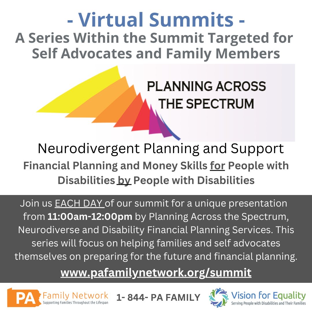 pafamilynetwork's tweet photo. Join us for a virtual summit next week from 9:30am-3:30 pm each day to hear from experts on Long Term Planning and Housing Options. https://t.co/kzO55OpRnh https://t.co/bulCwonB49