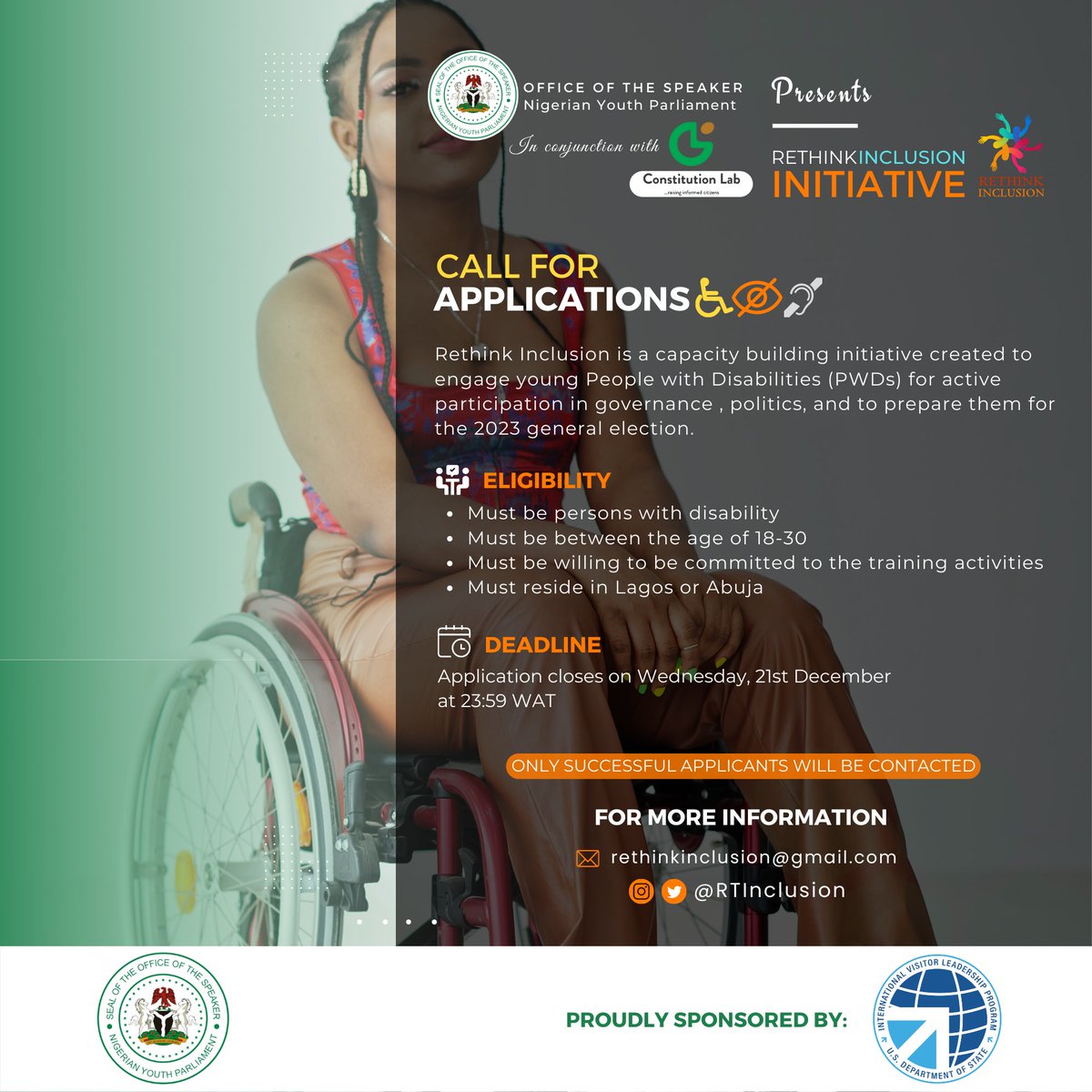 azeezat_yishawu's tweet photo. Are you a young person with disability? Do you wish to participate in politics? Are you having concerns about how to vote in the coming election?
https://t.co/g0ugst9HZW
#RethinkInclusion
#RethinkInclusion2023
#DrivePWDInclusion
#NigeriaWeWant https://t.co/ZOgGiOJBXY