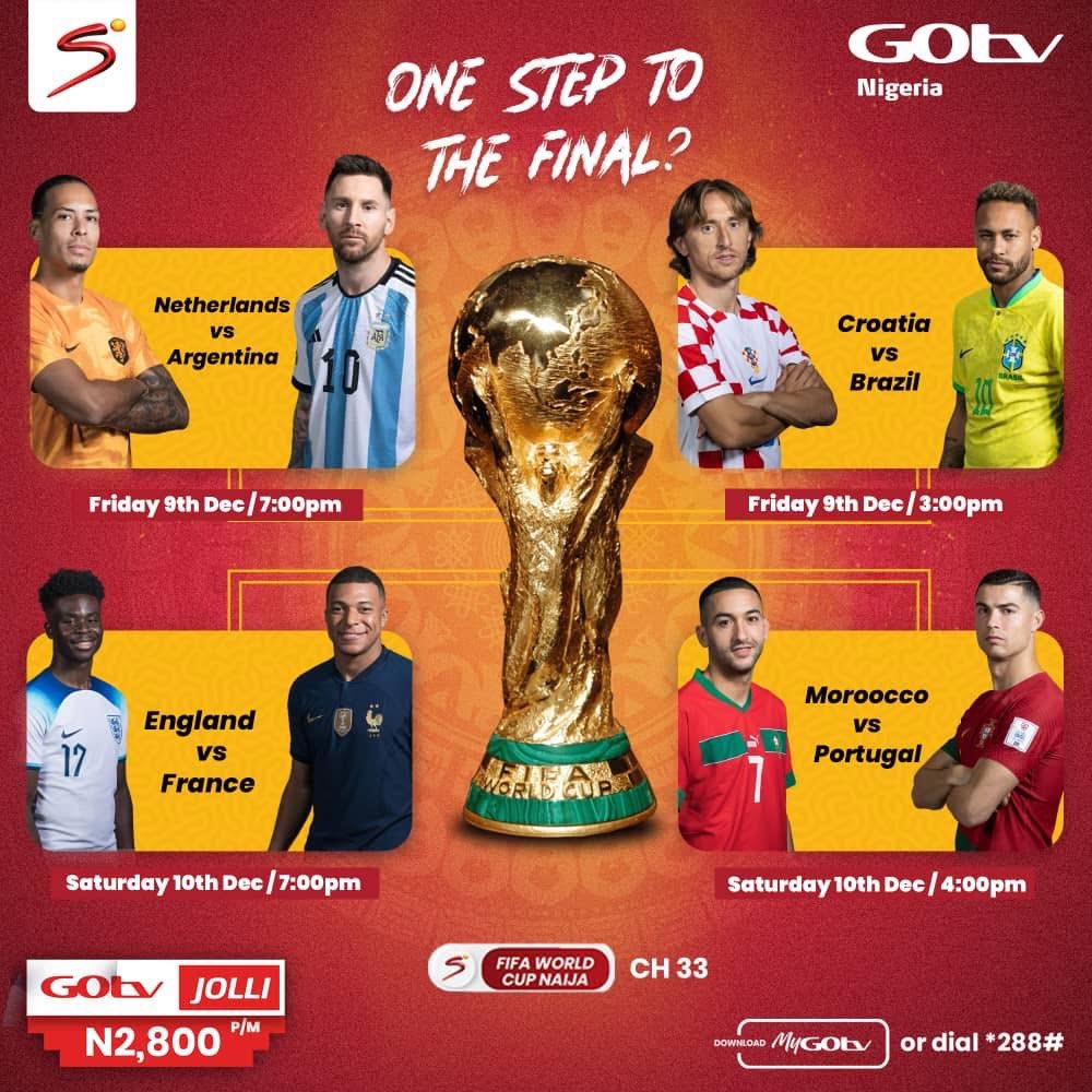 The World Cup is getting more interesting with every kick of the game!🕺🏾😁🔥 

The stakes are getting higher now, so who are you backing to go all the way?👀

Subscribe to watch the remaining games on GOtv Jolli for as low as N2,800.

#Yaqatar4GOtv 
#JolliWorldCup