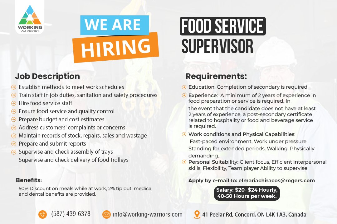 warriorsatwork's tweet photo. We're Hiring a Food Service Supervisor!
.
Apply Now: https://t.co/FRm0ffMV1G
.
.
.
#WorkingWarriorsInc #WorkingWarriors #FoodService #FoodServiceProvider #foodservicejobs  #indigenouscommunity #Indigenous #nativecanadian #nativeAmerican #americanadian #jobs #employment #canada https://t.co/QWOQKBuzEH