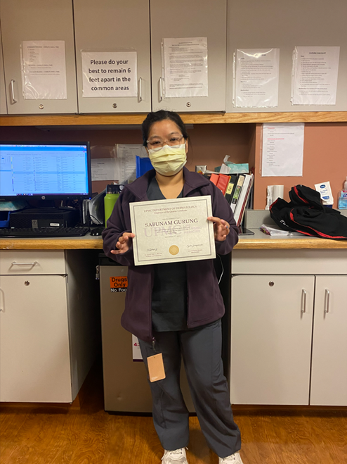 Please join us in congratulating Sabunam Gurung on being named Dermatology’s Employee of the Quarter! Our Falk Dermatology office is lucky to have her as an essential member of our team!
