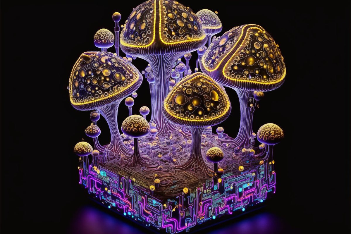 AI_world_art's tweet photo. Mushrooms generated by AI. The special kind ;) Would you tried them? #trip #mushroomtwitter #mushrooms #microdose #psylocibe #lsd #MUSHROOM #microdosing #DMT #dmtakemyhandchallenge #tripping #psychodelic #psychedelics #psy https://t.co/vCulxlMsrv