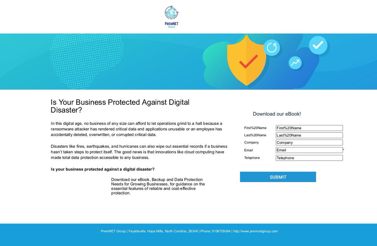 PremnetGroup's tweet photo. Disaster can strike businesses of any size, and ransomware hackers often target smaller businesses with fewer resources. Fortunately, as our eBook explains, new technologies make it practical and affordable for growing businesses to protect themselves.  https://t.co/o92mQo8204 https://t.co/Q8sIgqqAri
