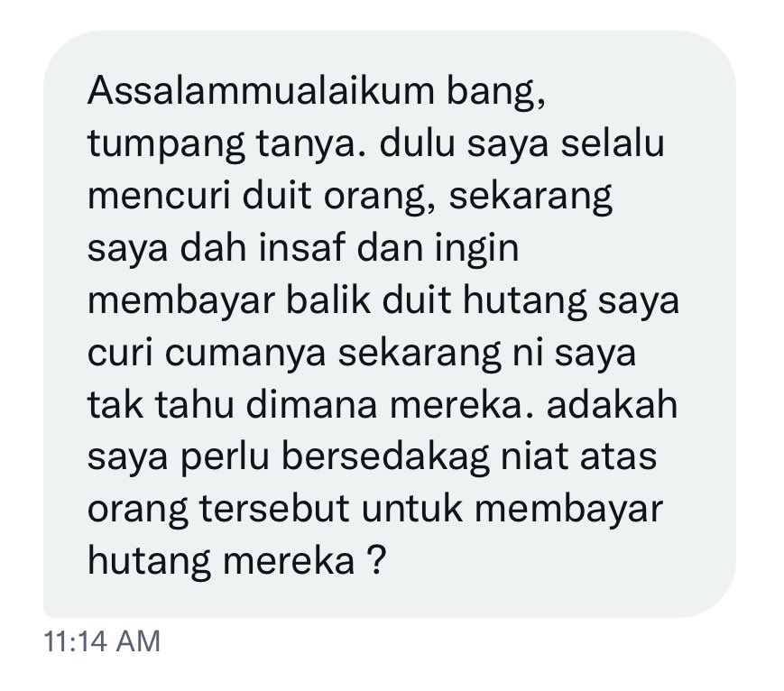 fahmirusliMFR's tweet photo. Duit curi adalah duit haram.

Menurut Imam al-Ghazali, cara membersihkan diri daripada duit haram ini adalah seperti berikut :

1- Jika harta itu ada pemiliknya yang dapat dikenal pasti, maka wajib dikembalikan ia kepada pemiliknya atau kepada wakilnya. https://t.co/gsICukjrXg