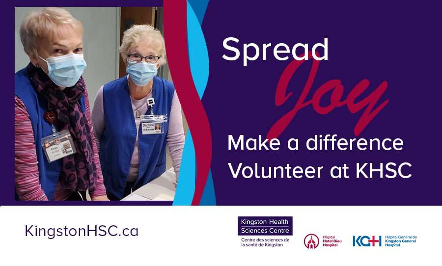 KingstonHSC's tweet photo. It feels great to spread joy &amp; it can make a big difference in people's lives. Apply to volunteer @ KHSC. Your gifts of time, spirit &amp; caring could be life-changing! Read more:  https://t.co/SdiznQ46fn #ygk #myKHSC #volunteer https://t.co/0ZfWVDMCxx