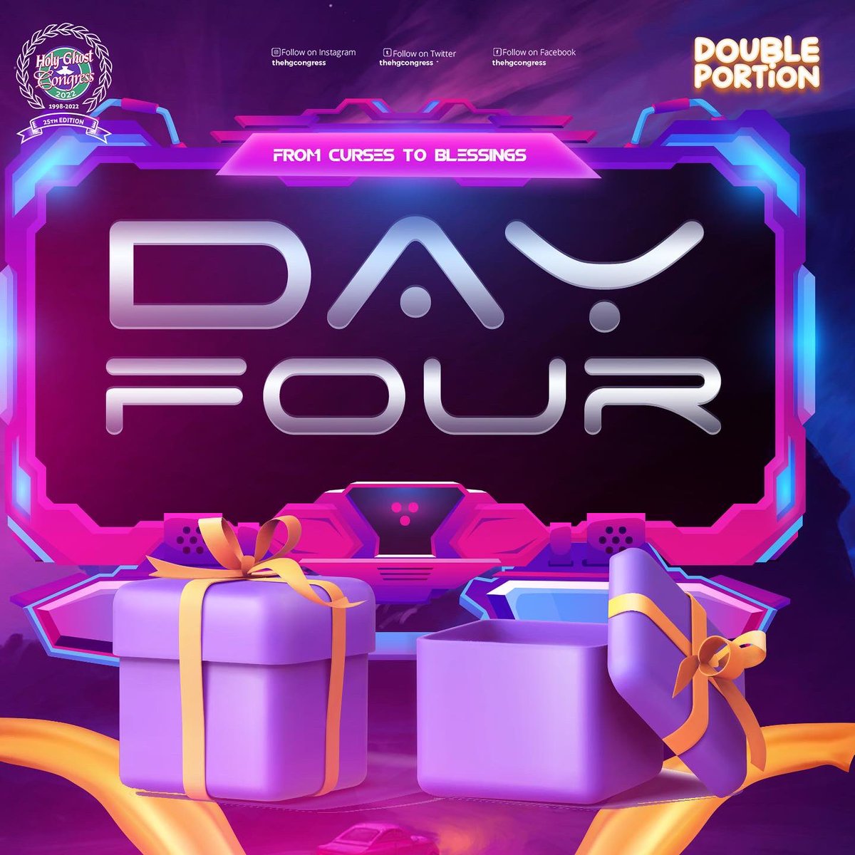 PastorEAAdeboye's tweet photo. Welcome to day 4 of the 2022 RCCG Holy Ghost Congress. Today we proceed with the “From Curses to Blessings”.  God’s servants are ready to dish out what God has invested in them for us, dont miss it!

Day 4
#HGC2022
#DoublePortion https://t.co/j0VlCy2VUy