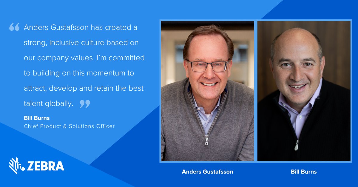 ZebraTechnology's tweet photo. We’re excited to announce starting March 1, 2023, Bill Burns will become Zebra’s next CEO and a member of the Zebra Board, and Anders Gustafsson will transition from his role as CEO to become Executive Chair of Zebra’s Board. https://t.co/HY63xfGeHf https://t.co/wGLIlCaRKJ