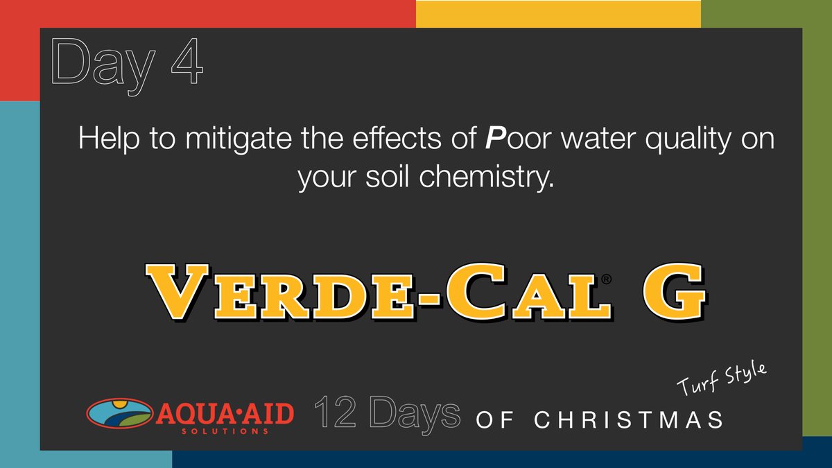 Solutions4Turf's tweet image. On the 4th day of Christmas my #SolutionsTeam gave to me an efficient way to fight poor water quality. Verde-Cal Products have proven to mitigate the effects of poor water quality on soil chemistry. #SolutionsPeople #Turfmas 
bit.ly/3Piu4VR