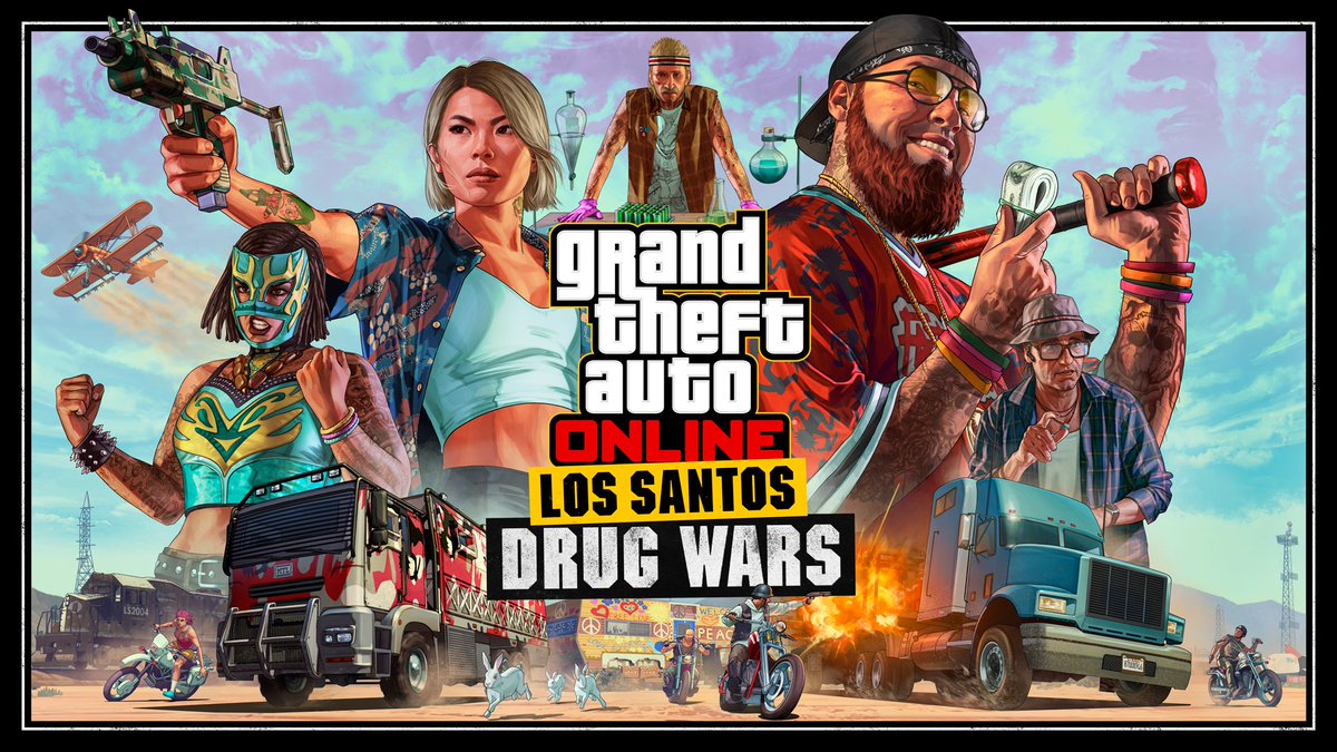 Los Santos Drug Wars injects a new psychoactive strain of chaos into GTA Online on December 13.

Join up with a band of misfits in the opening chapter of an expansive new two-part story update for GTA Online: rsg.ms/d5553af