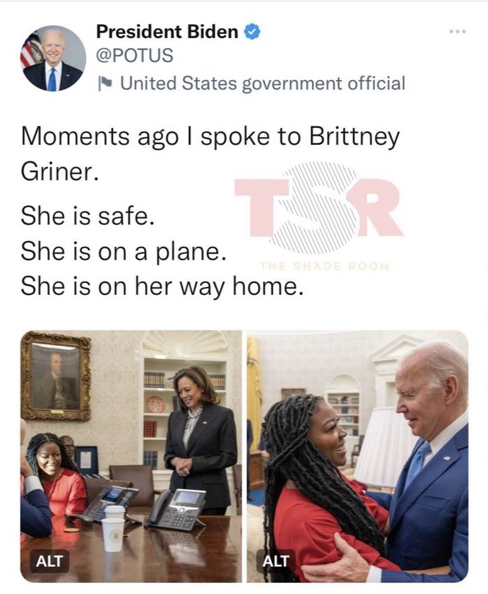 None of us are free until we’re ALL free! #BritneyGriner was released from Russia and is on her way home!! When she was first detained I changed my photo & vowed to keep it up until she was free. This was a blatant example of homophobia, sexism & racism. Protect ALL #BlackWomen