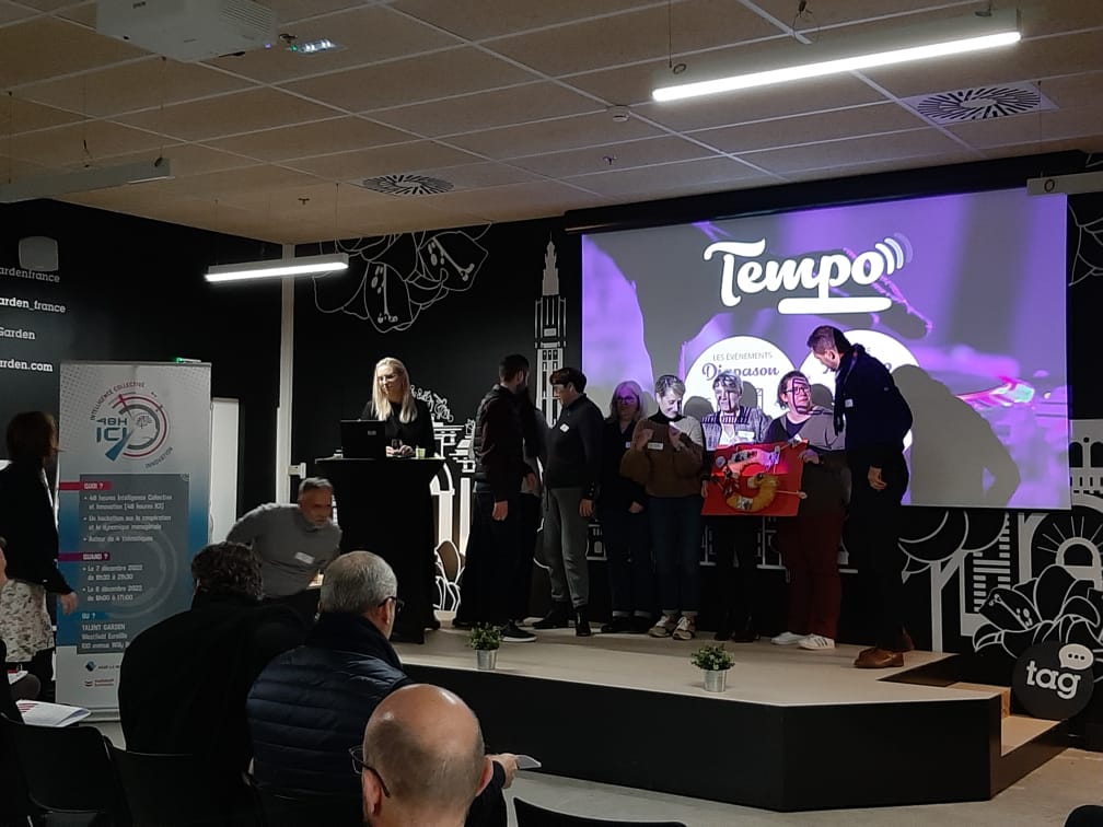 AgircArrco's tweet photo. 📍 En direct de #Lille pour la 2e journée du #hackathon #48heuresICI. C’est l’heure du pitch ! Les équipes @AgircArrco, @AG2RLAMONDIALE, #IRCEM, @MalakoffHumanis & @PROBTP_Groupe présentent leurs différents projets au jury. Bonne chance à eux 🍀 ! #LabRHManagementApprenance https://t.co/tlr22mVRsi