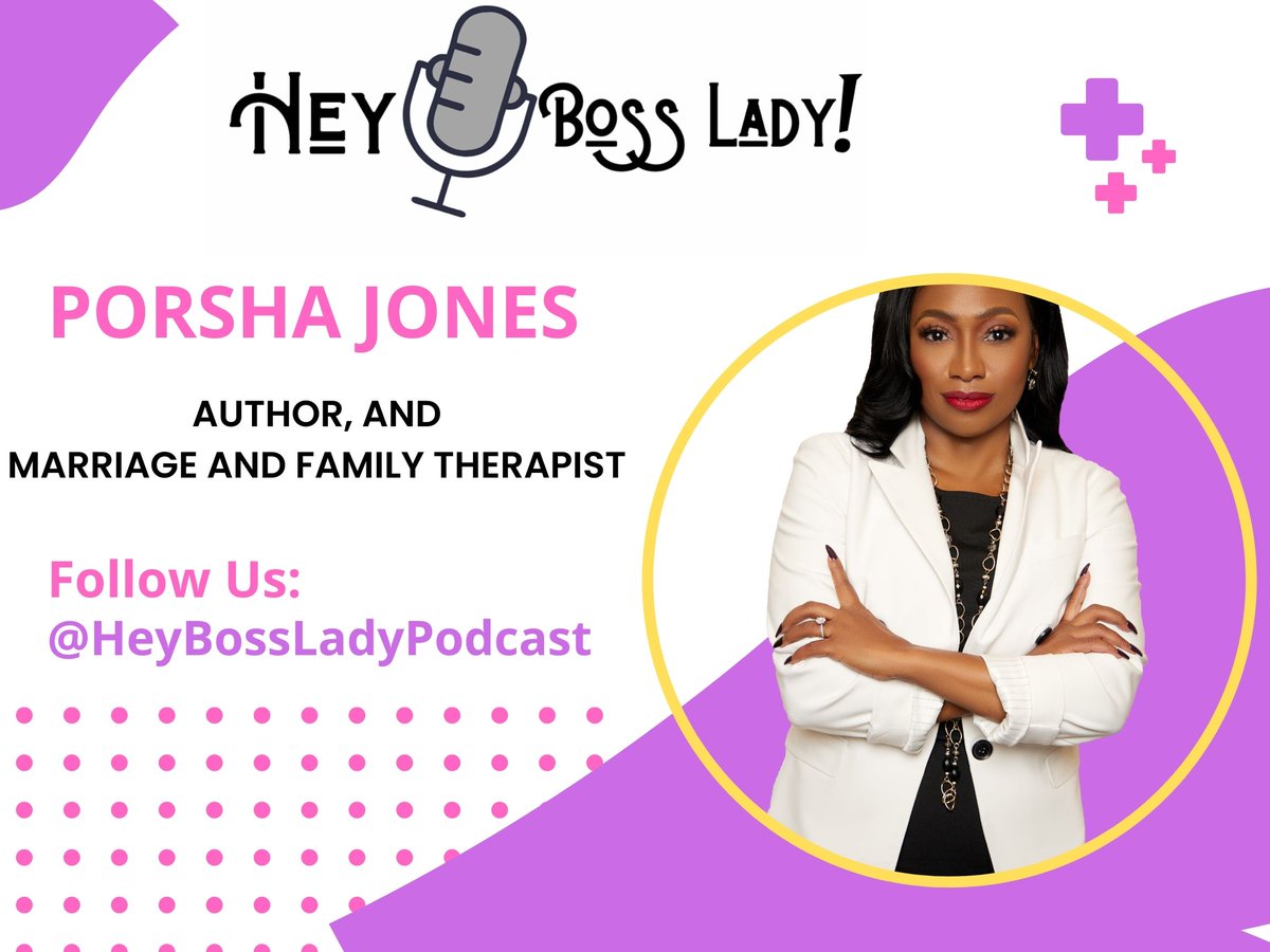 HeyBossLadyPod's tweet photo. NEW EPISODE!! This week on Hey, Boss Lady our co-hosts Dr. Success - Andrea Goeglein and Kristi Atwater met with Marriage and Family Therapist Porsha Jones. Also author of The Porsha Principles:  A Practical Guide to Creating and Sustaining a Lifelong Honeymoon. https://t.co/CMTZsxpXVG