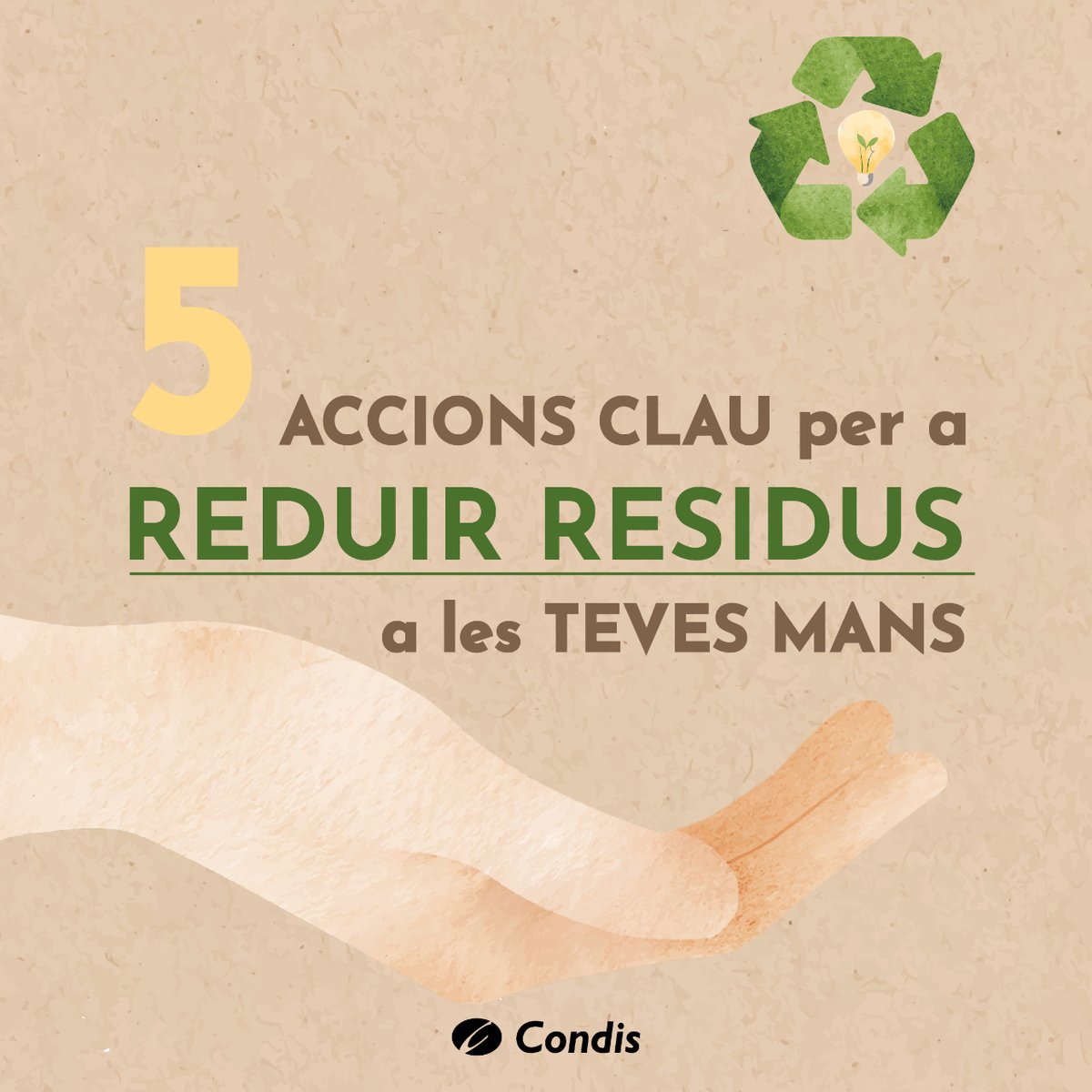 Condislife's tweet photo. 👉🏼 Et deixem aquí 5 accions clau per a reduir residus a l'hora d'anar a comprar.
#AppCondisFamily #CondisAmbTu #Supermercat #Alimentacio #CondisLine #CondisLife #Condis #app #botiga #ofertes https://t.co/eRjcZ0WXKW
