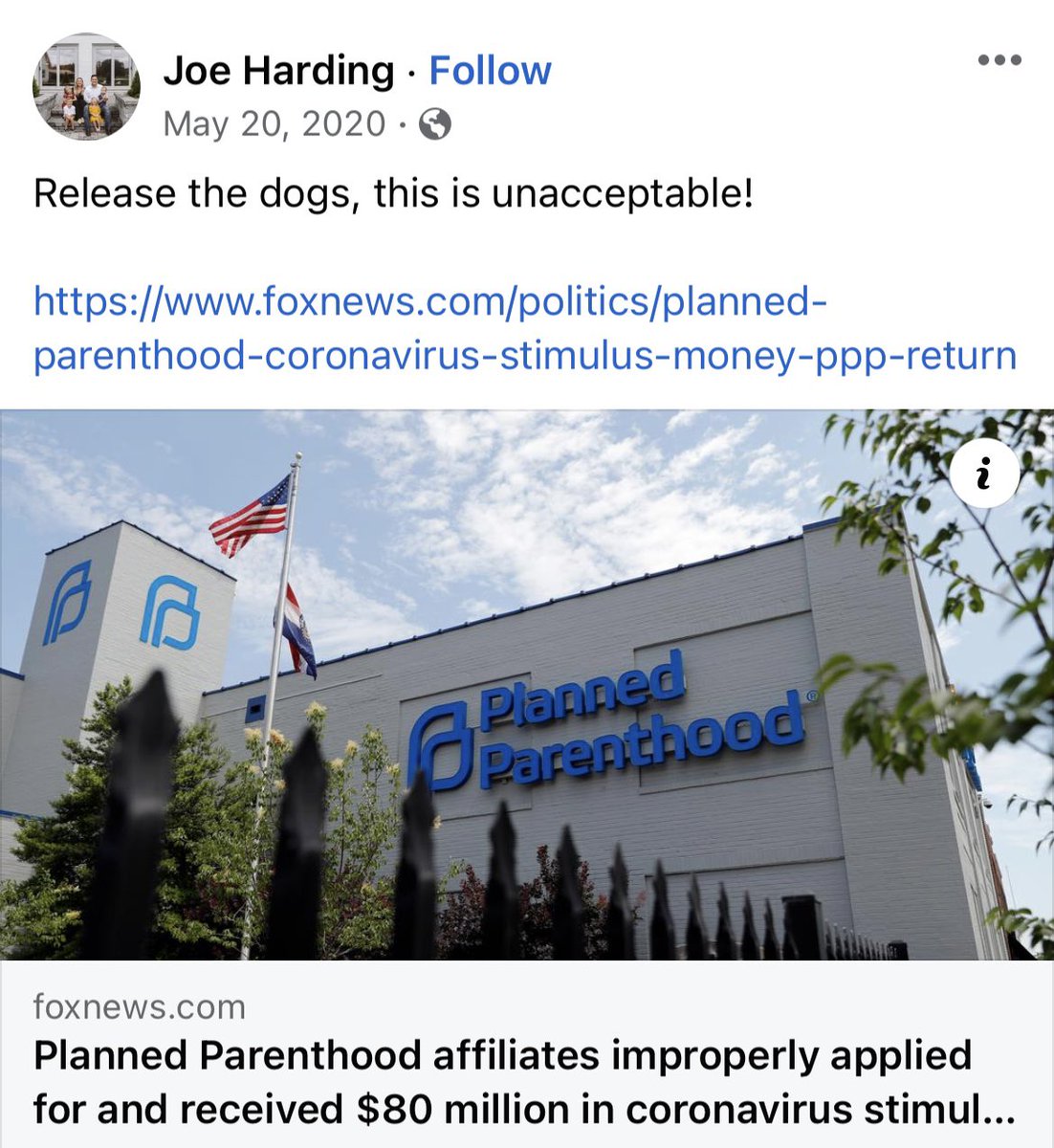 DouglasSoule's tweet photo. When Planned Parenthood affiliates were accused of improperly receiving coronavirus stimulus funds, Florida Republican State Rep. Joe Harding said to “release the dogs.”

Harding, who sponsored the "Don't Say Gay" bill, was just charged with COVID relief fraud. https://t.co/i6FyNaaakd