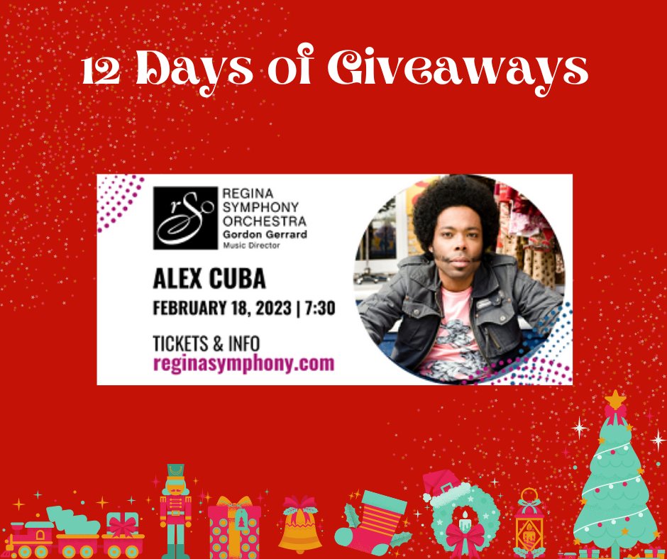 conexusartscntr's tweet photo. Like, comment, or RT for your chance to win two tickets! Random draw tomorrow at 11:00 AM. Regina Symphony Orchestra Pops: Alex Cuba on Saturday, February 18 7:30 PM!
#beerbaconbands #12daysoftickets #contest #12daysofchristmas #giftidea #christmas #yqr #seeyqr #yqrevents https://t.co/jjO78ZlfT9