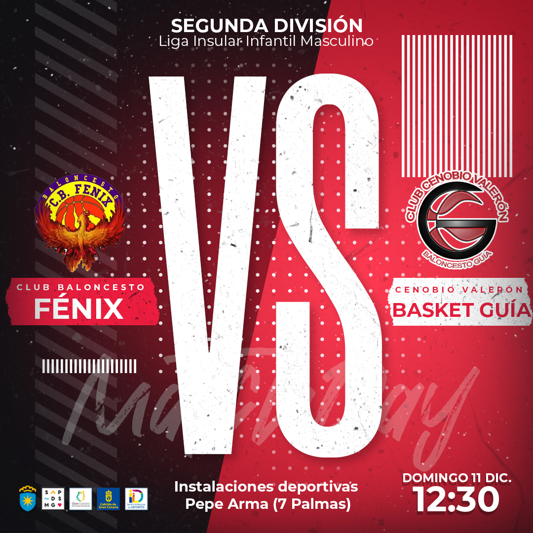 🗓𝗔𝗚𝗘𝗡𝗗𝗔 | Nueva jornada liguera para nuestro equipo Infantil. ¡𝐕𝐚𝐦𝐨𝐬 𝐂𝐞𝐧𝐨𝐛𝐢𝐨! 💪

🏆 𝗜𝗻𝗳𝗮𝗻𝘁𝗶𝗹
🆚 CB Fénix
⌚️ 12:30 horas
📅 Domingo 11 Dic.
📍 Instalaciones Deportivas Pepe Armas (7 Palmas)

#guiaesdeporte 
<a href="/GranCanariaDep/">Gran Canaria Deportes</a> 
<a href="/aytoguia/">Santa María de Guía</a>