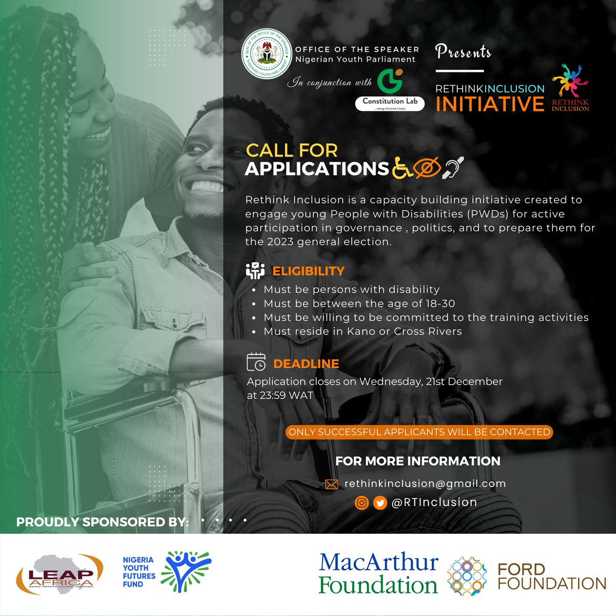azeezat_yishawu's tweet photo. Are you a young person with disability? Do you wish to participate in politics? Are you having concerns about how to vote in the coming election?

#RethinkInclusion
#RethinkInclusion2023
#DrivePWDInclusion 
#Wevote
#AllVotesCount
#NigeriaWeWant https://t.co/sBBre9nMrT