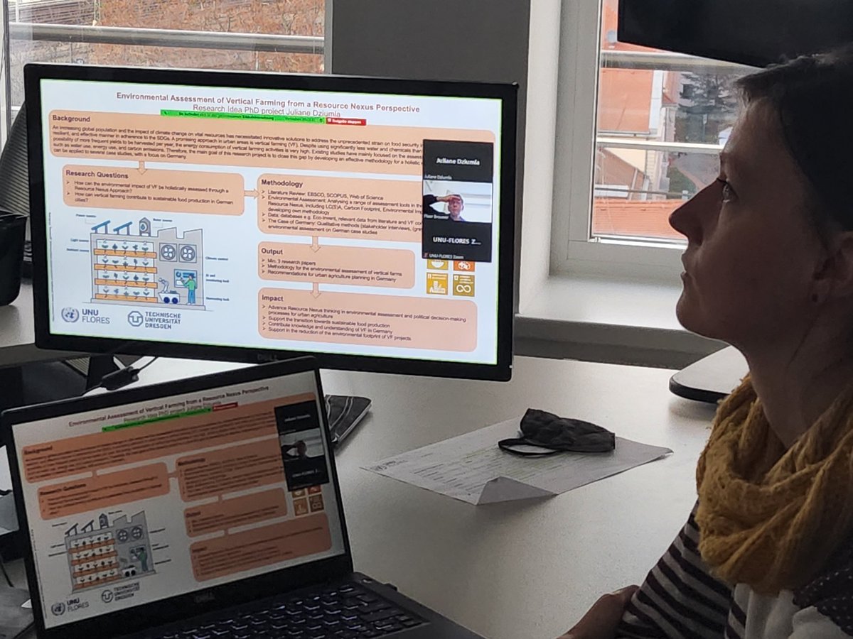 Daniel_Karthe's tweet image. Poster session at the @UNU_FLORES and @tudresden_de Doctoral Symposium: Juliane Dziumla, Halim Lee and Franziska Stölzel speak on applications of the #NexusApproach in transforming #Lusatia, attaining water security in #SouthKorea and advancing #VerticalFarming.